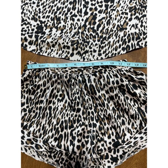 ASOS Leopard Print Satin Tank Shorts Pajama Set Leopard Cheetah Animal Print 6 - Picture 3 of 9